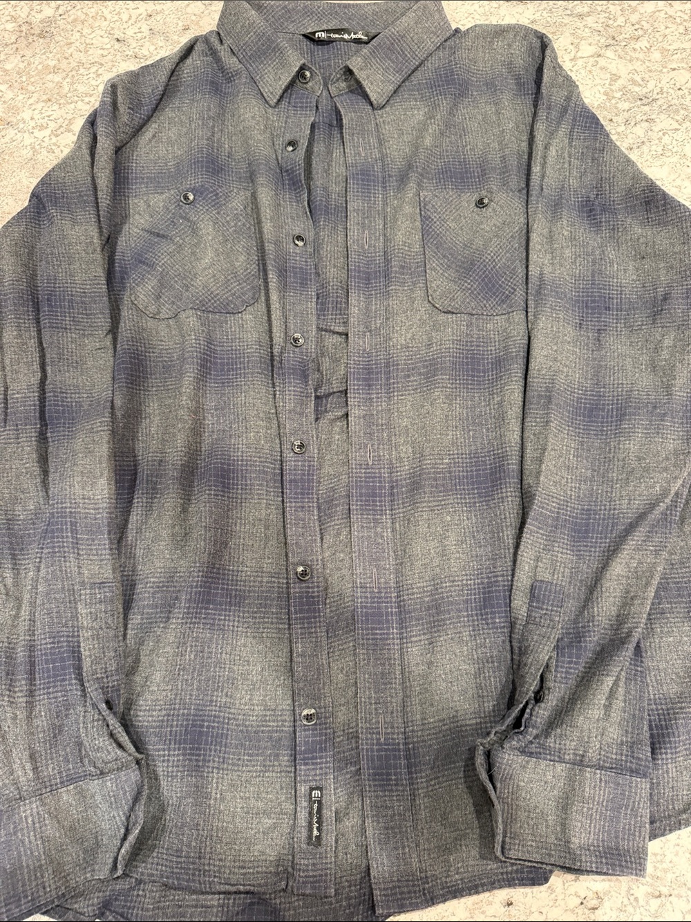 Travis Mathew Blue-Grey Plaid Lightweight Flannel- 100% cotton